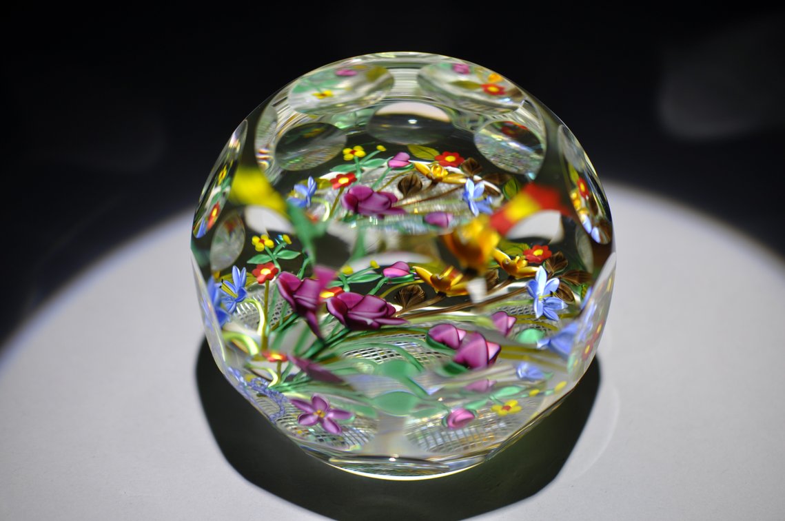 Faceted Floral Lampwork Paperweight