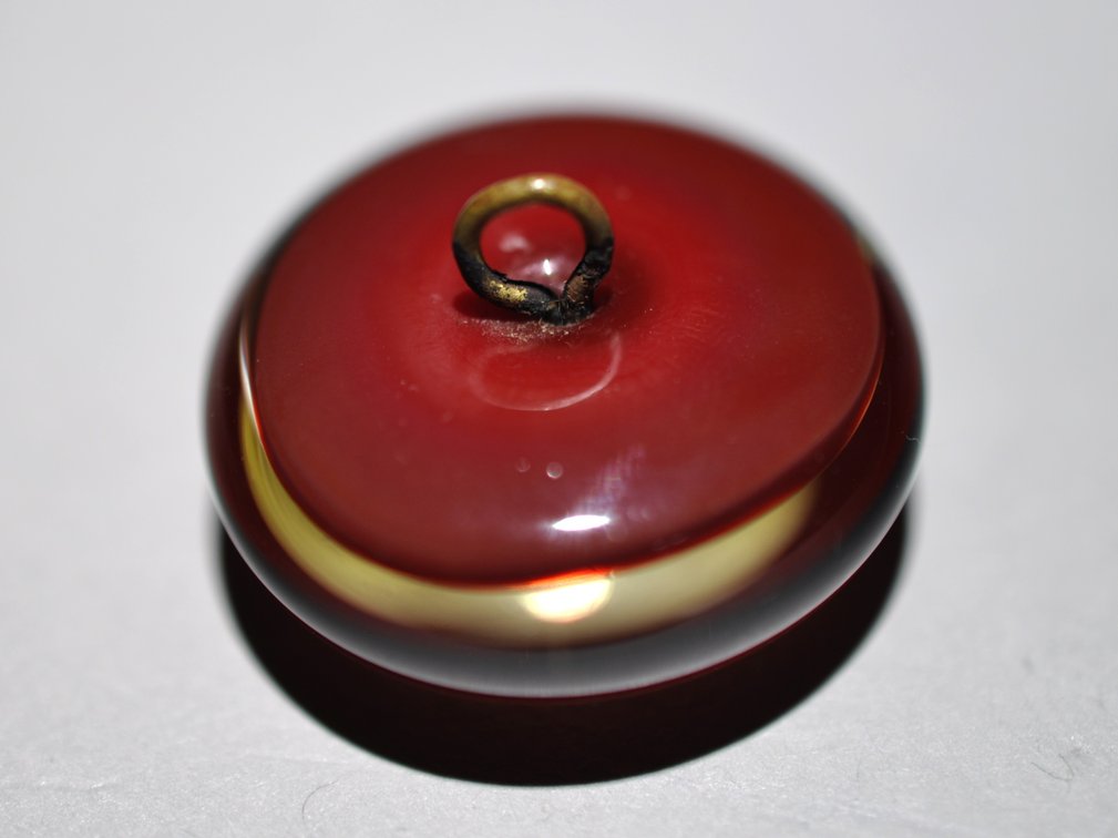 Red Domed Glass Bird Shank Button