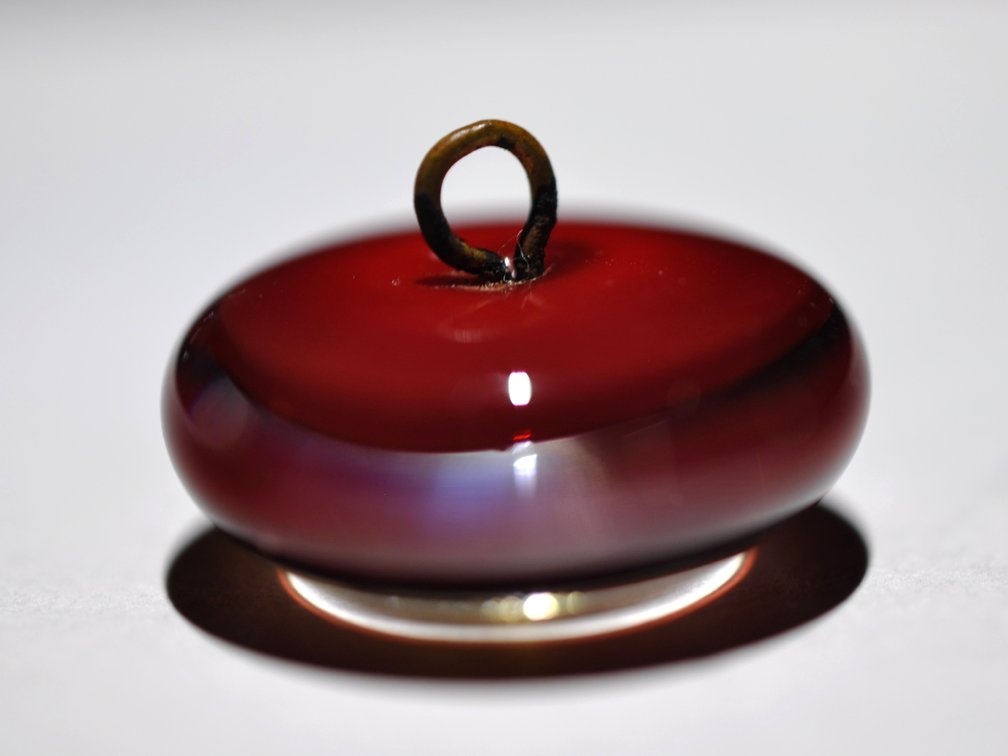 Red Domed Glass Bird Shank Button