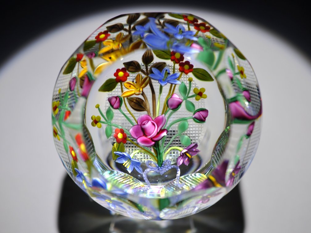 Faceted Floral Lampwork Paperweight