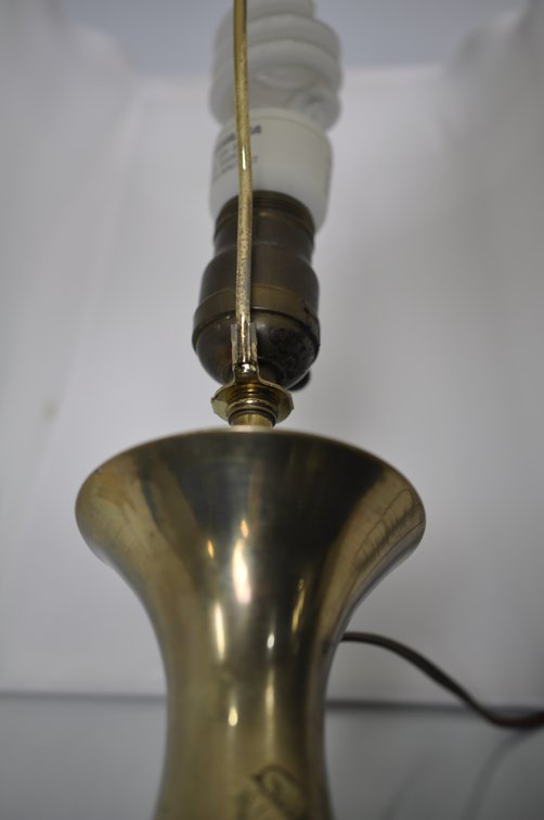 Japanese Inspired Bronze Folk Art Flower Vase Lamp