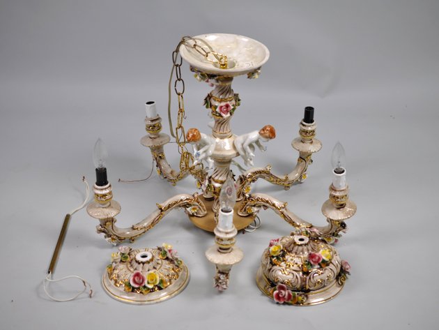 Capodimonte Chandelier w/ Porcelain Strap