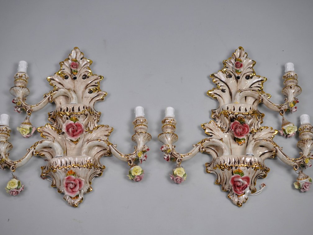 Capodimonte Sconces Three Arm Set