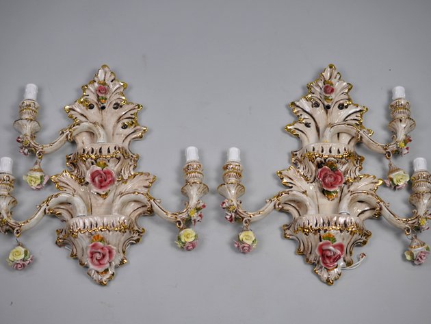 Capodimonte Sconces Three Arm Set