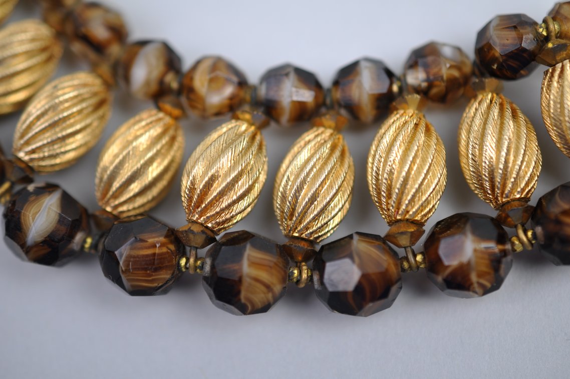 Topaz Glass Beaded Choker and Earrings Set