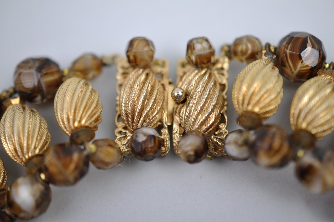 Topaz Glass Beaded Choker and Earrings Set
