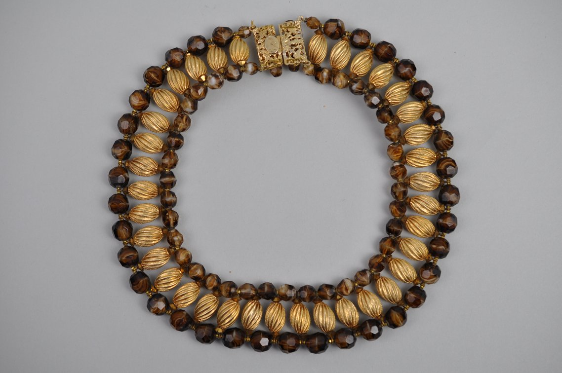 Topaz Glass Beaded Choker and Earrings Set