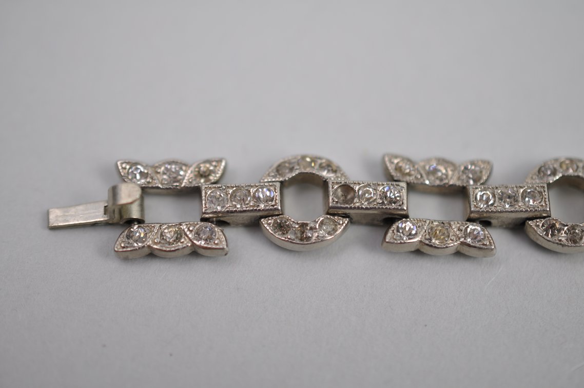 Rhodium Plated Rhinestone Bracelet