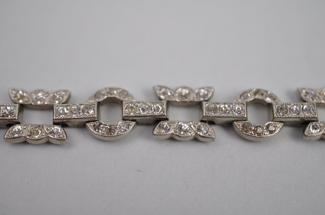 Rhodium Plated Rhinestone Bracelet