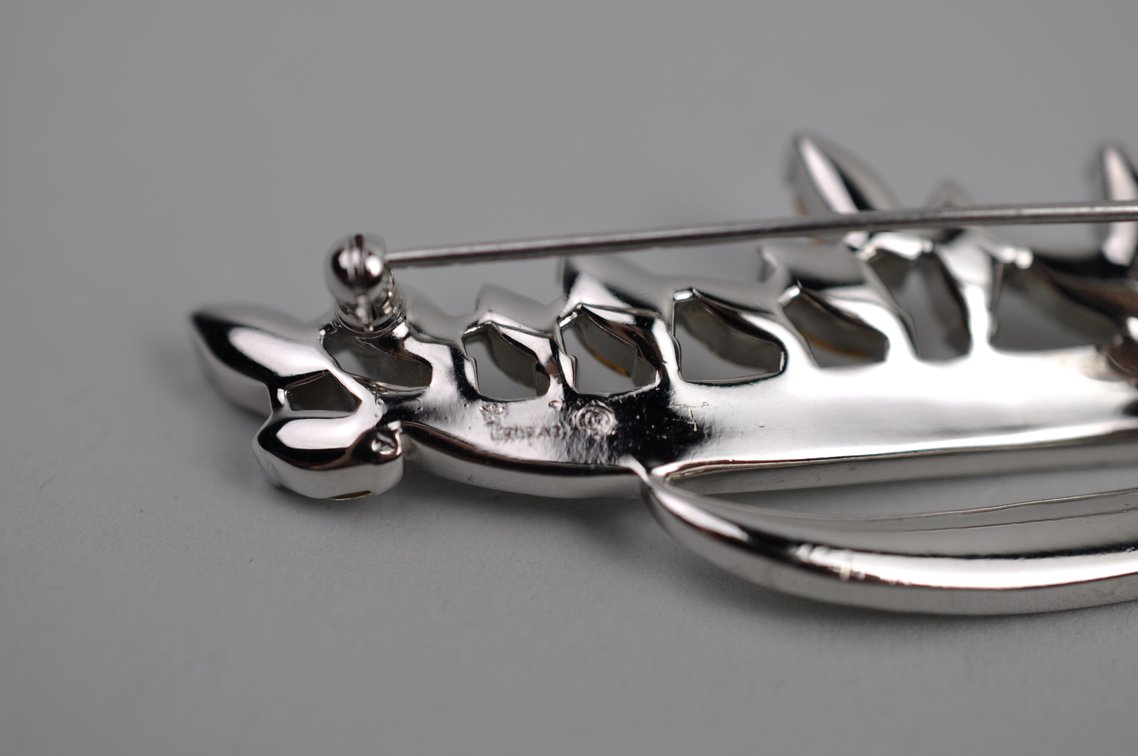 Trifari Rhodium-Plated Rhinestone Brooch