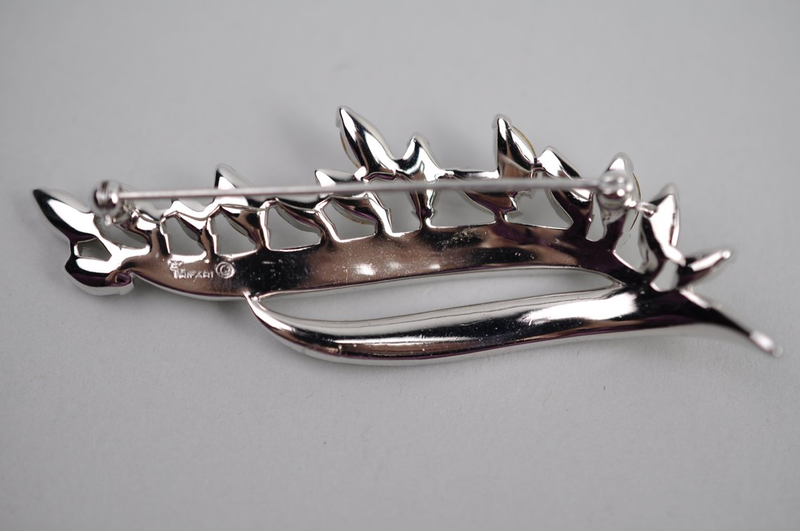Trifari Rhodium-Plated Rhinestone Brooch