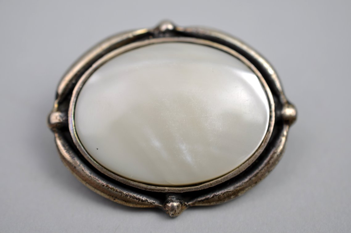 Sterling Silver Mother-of-Pearl Brooch & Earrings