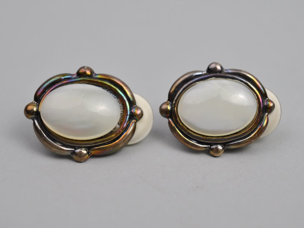 Sterling Silver Mother-of-Pearl Brooch & Earrings