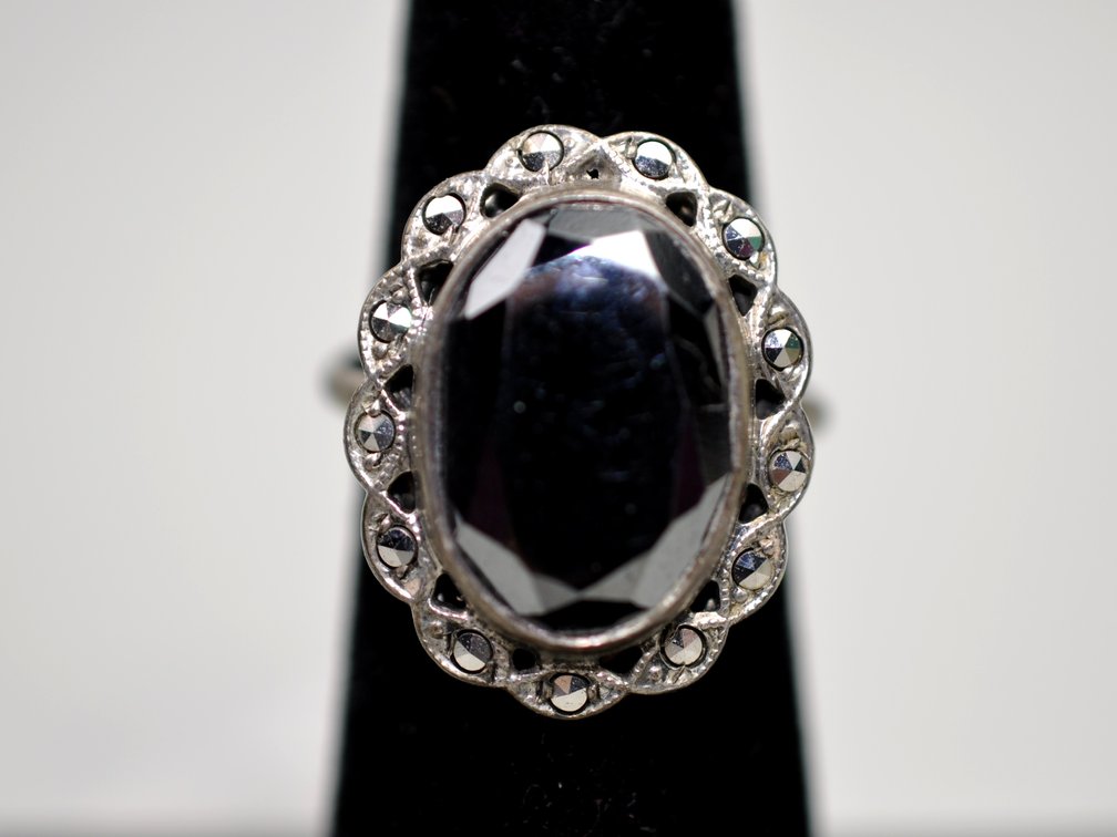 Sterling Silver Mexico Art Deco Pendant Ring, photo 2 of 13