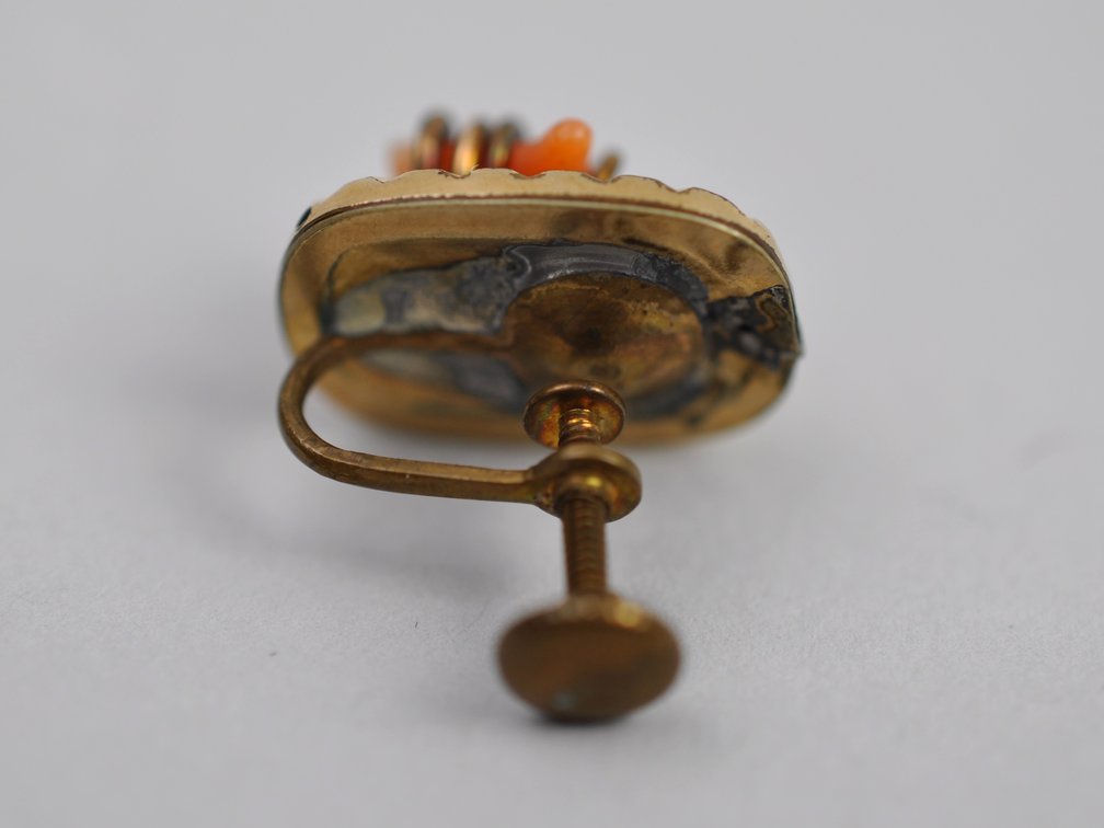 Gold Tone Coral Brooch Earrings, photo 11 of 13