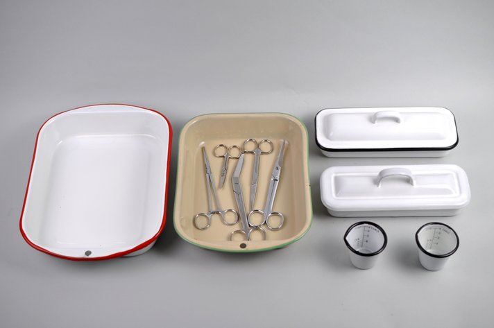 Farmhouse/Hospital Vintage White Enamelware