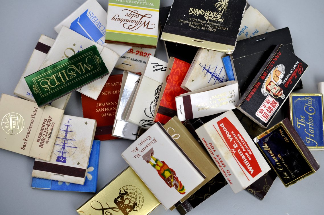 Matchbook Collection in Tea Can