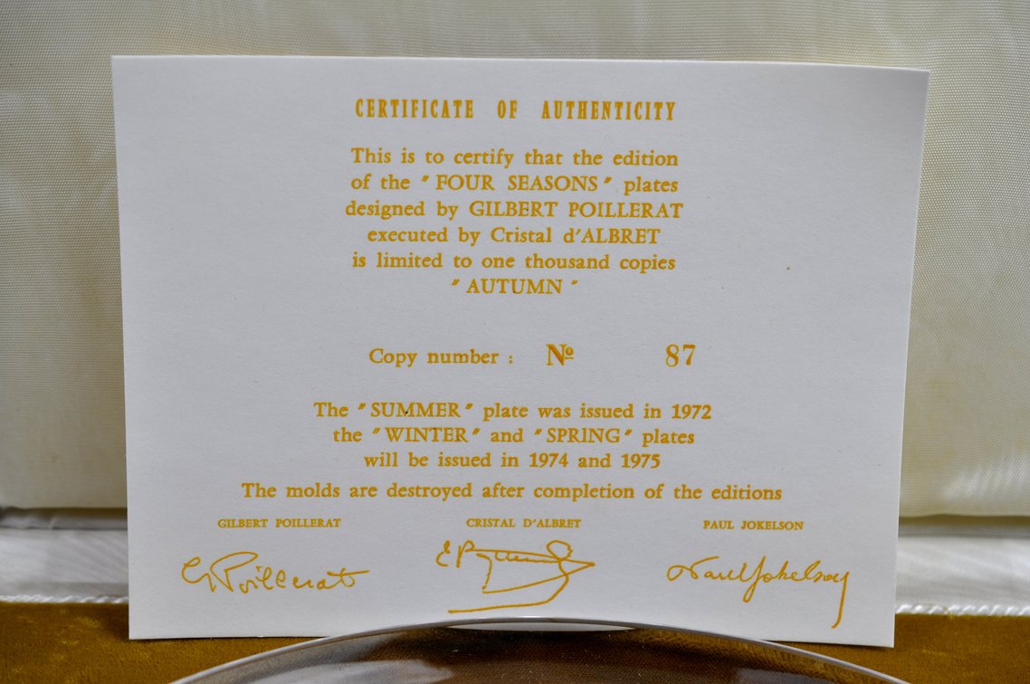 Cristalleries De Vianne Seasons Plates w/COAs, photo 43 of 52