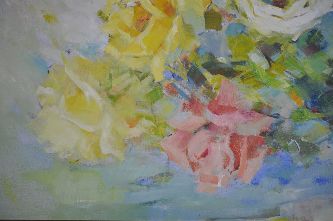 Marilyn Bendell, Flowers in a Vase Oil Painting