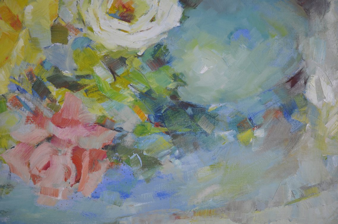 Marilyn Bendell, Flowers in a Vase Oil Painting