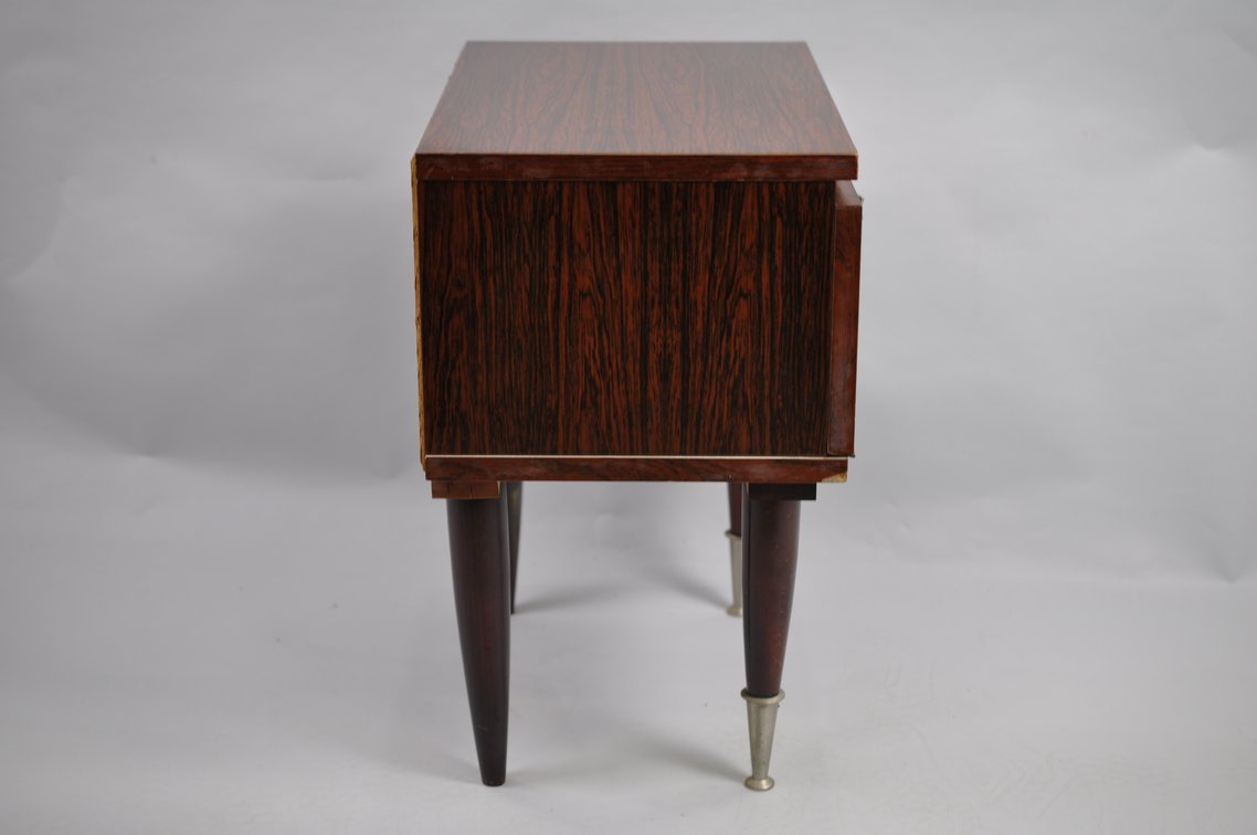 Belgian Mid-Century Nightstand Trimmed w/Chrome, photo 11 of 13