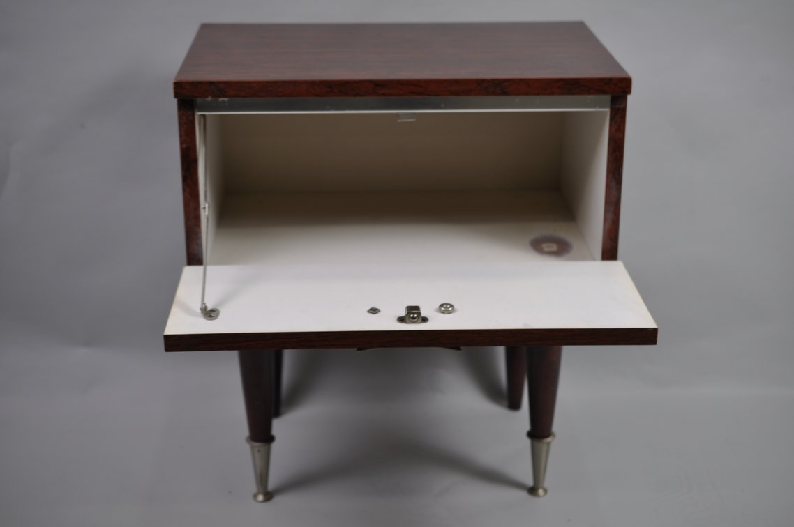 Belgian Mid-Century Nightstand Trimmed w/Chrome
