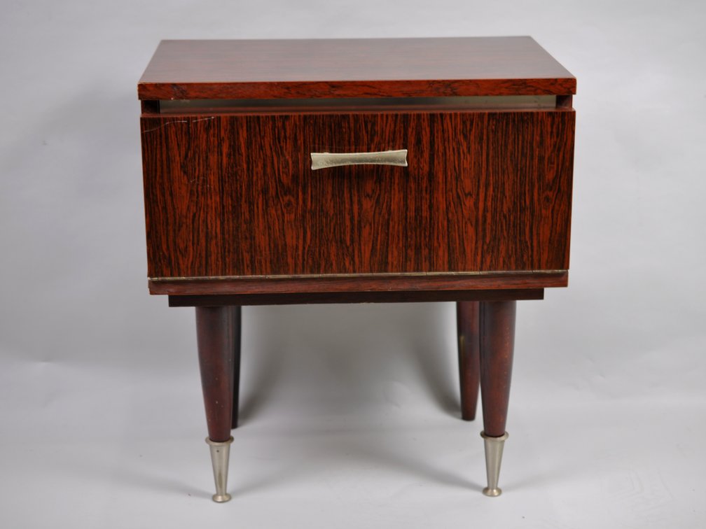 Belgian Mid-Century Nightstand Trimmed w/Chrome