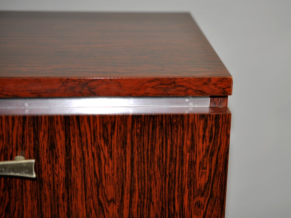 Belgian Mid-Century Nightstand Trimmed w/Chrome