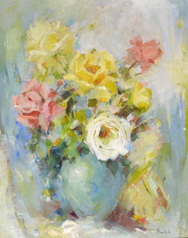 Marilyn Bendell, Flowers in a Vase Oil Painting