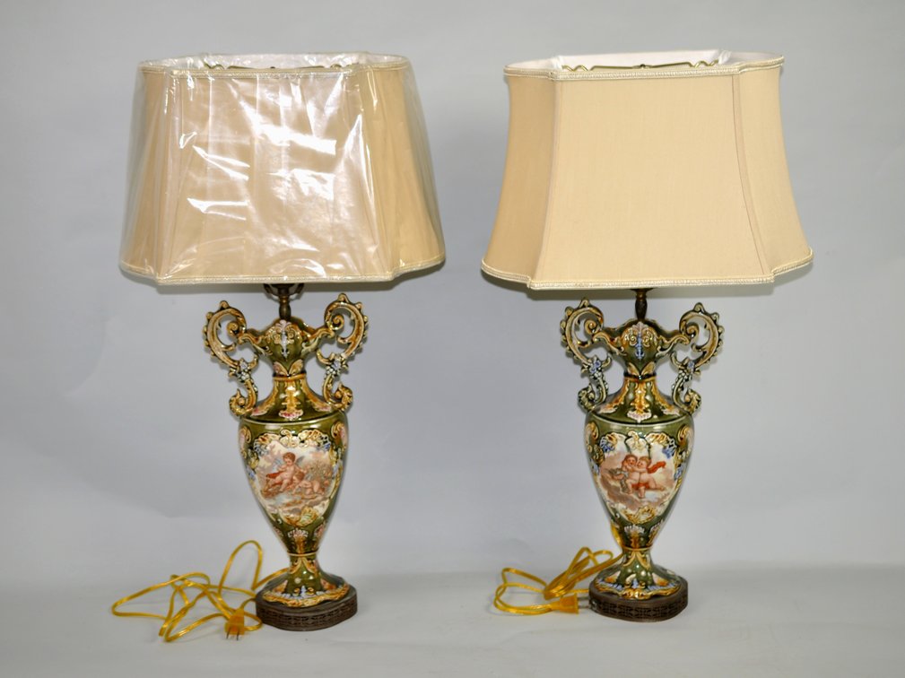 Capodimonte-Style Cupid Lamps