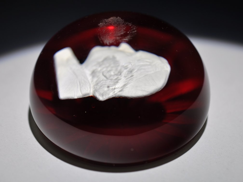 Ruby Red Sulphide Cameo Paperweight