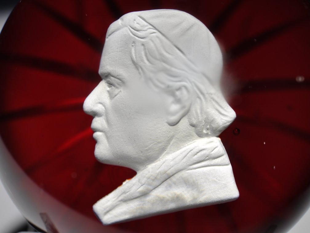 Ruby Red Sulphide Cameo Paperweight