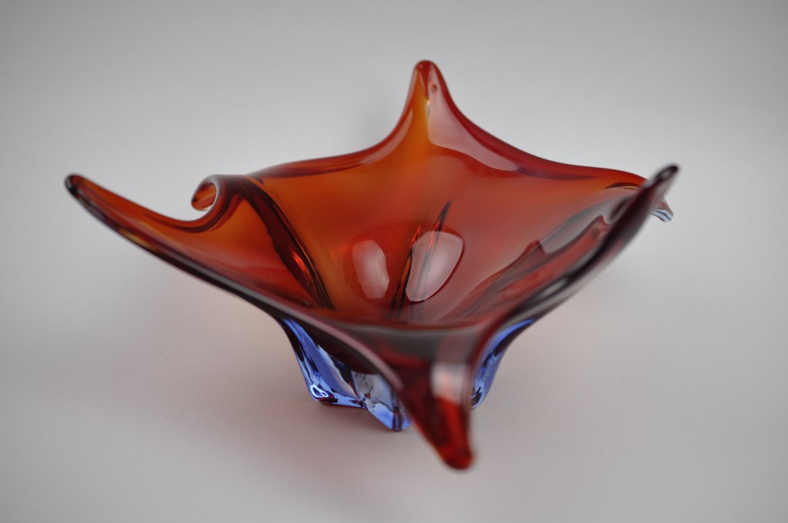 Murano Deep Red 6-Point Centerpiece Bowl