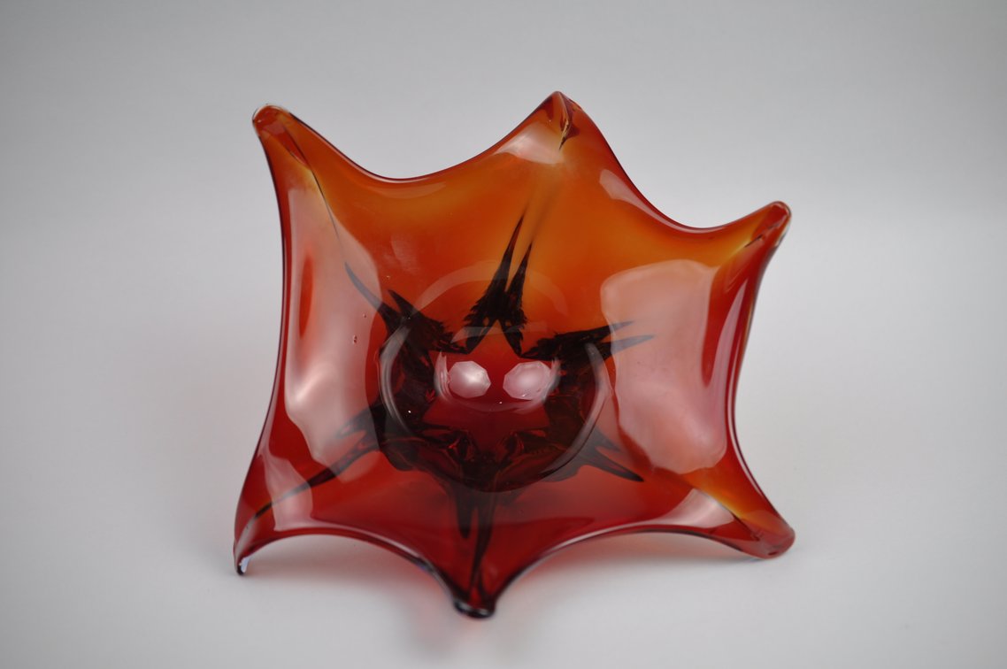 Murano Deep Red 6-Point Centerpiece Bowl