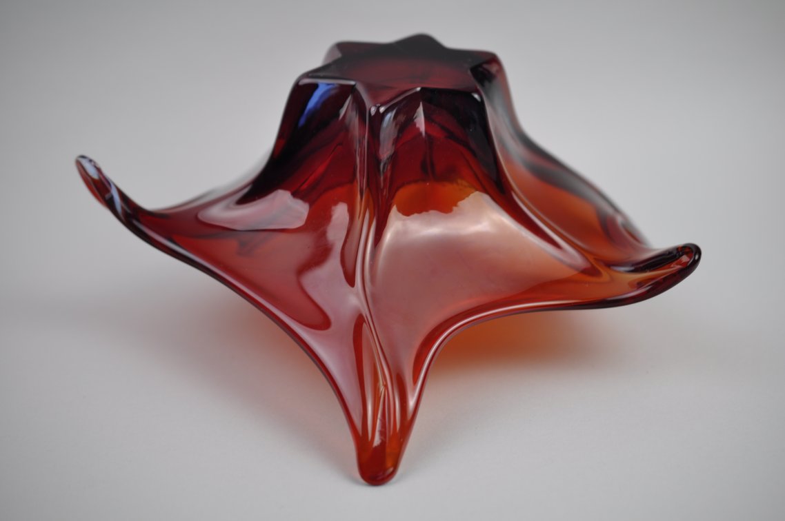 Murano Deep Red 6-Point Centerpiece Bowl