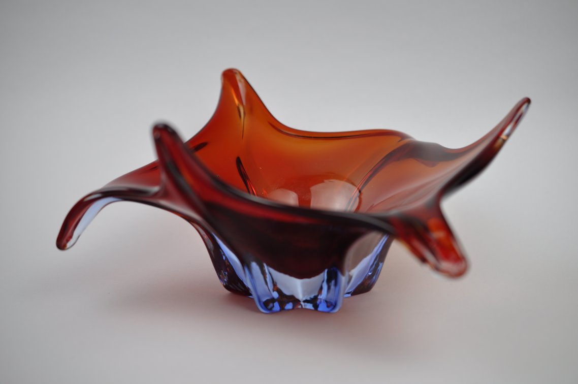 Murano Deep Red 6-Point Centerpiece Bowl