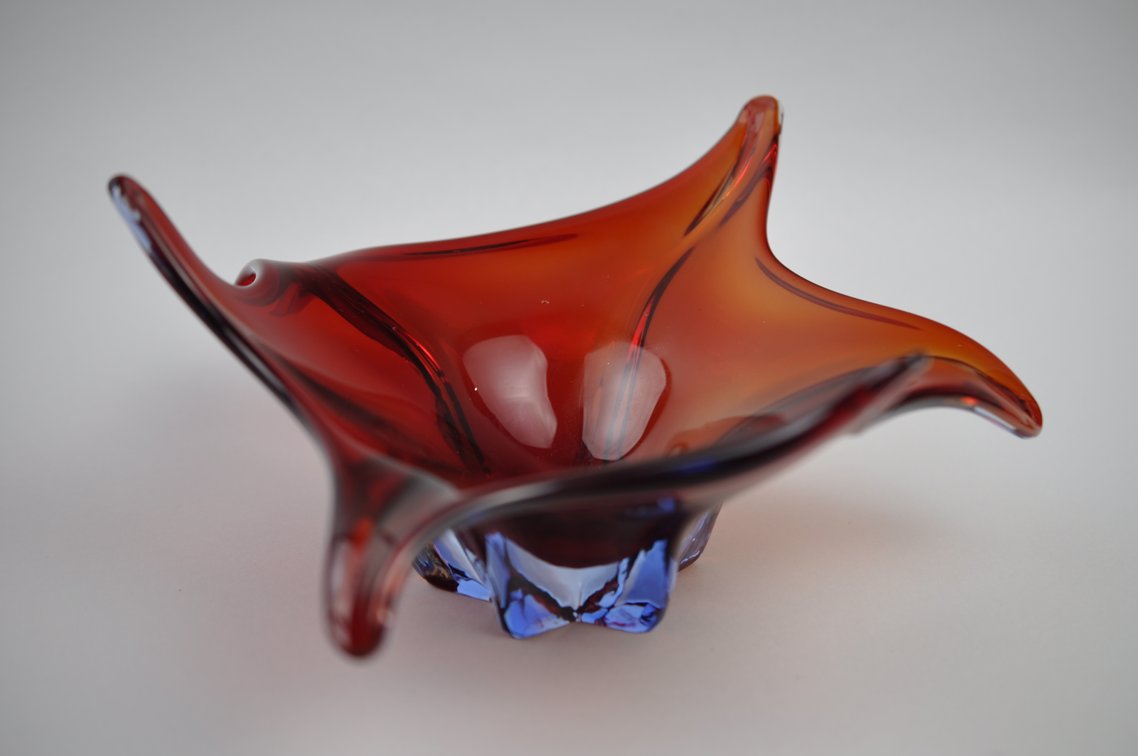 Murano Deep Red 6-Point Centerpiece Bowl