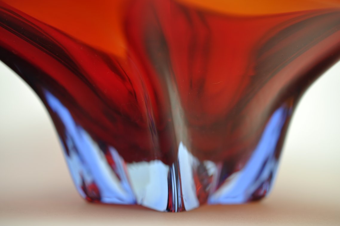 Murano Deep Red 6-Point Centerpiece Bowl