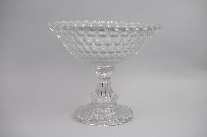 Thumbprint Glass Compote Bowl