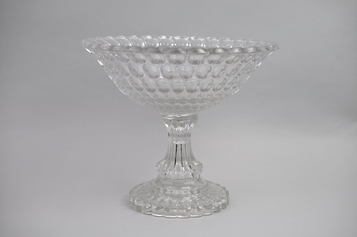 Thumbprint Glass Compote Bowl