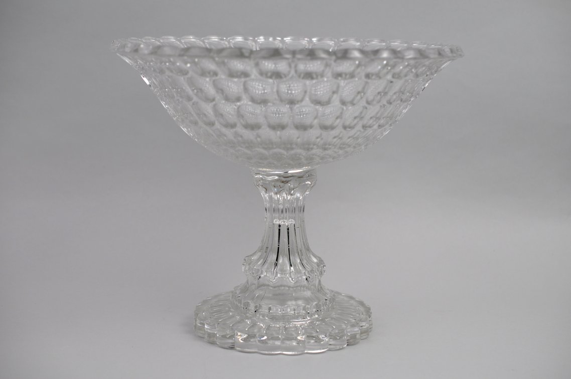 Thumbprint Glass Compote Bowl