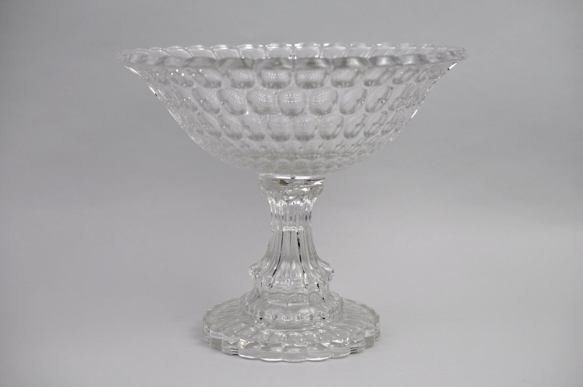 Thumbprint Glass Compote Bowl