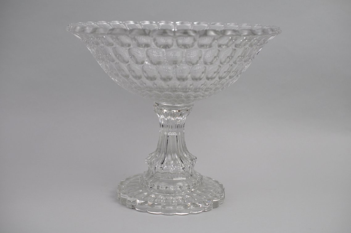 Thumbprint Glass Compote Bowl