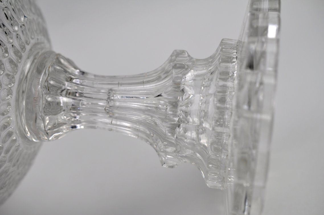 Thumbprint Glass Compote Bowl