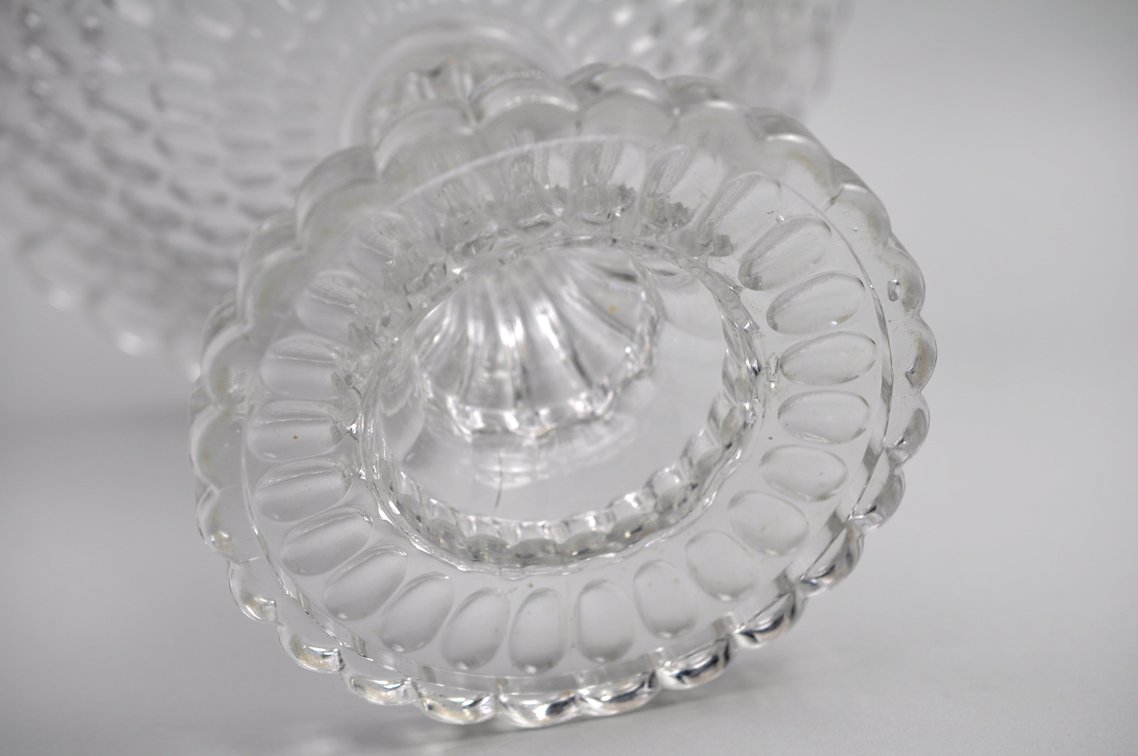 Thumbprint Glass Compote Bowl