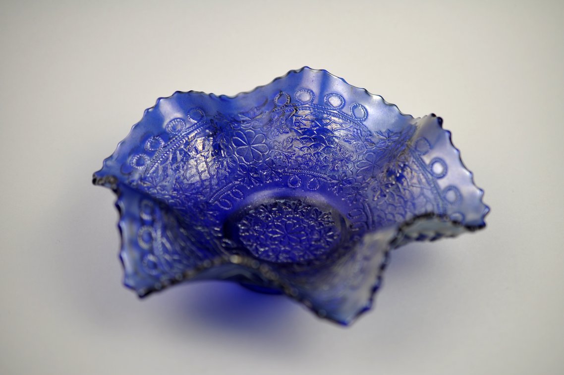 Fenton Cobalt Blue Carnival Glass Bowl