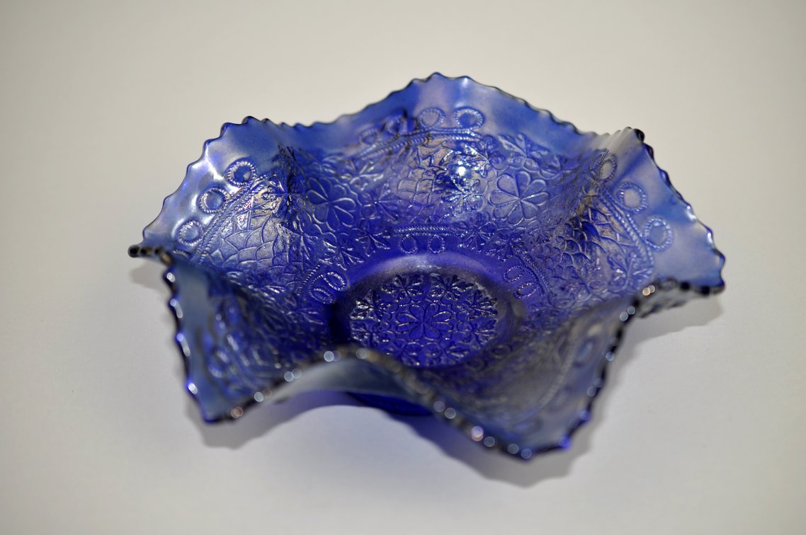 Fenton Cobalt Blue Carnival Glass Bowl