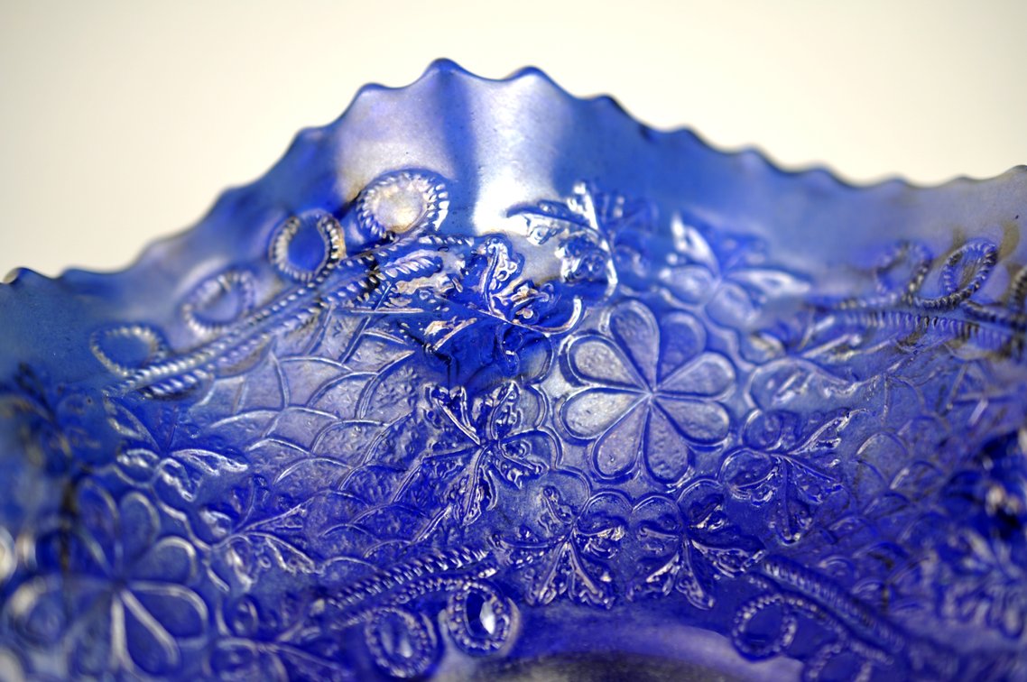 Fenton Cobalt Blue Carnival Glass Bowl