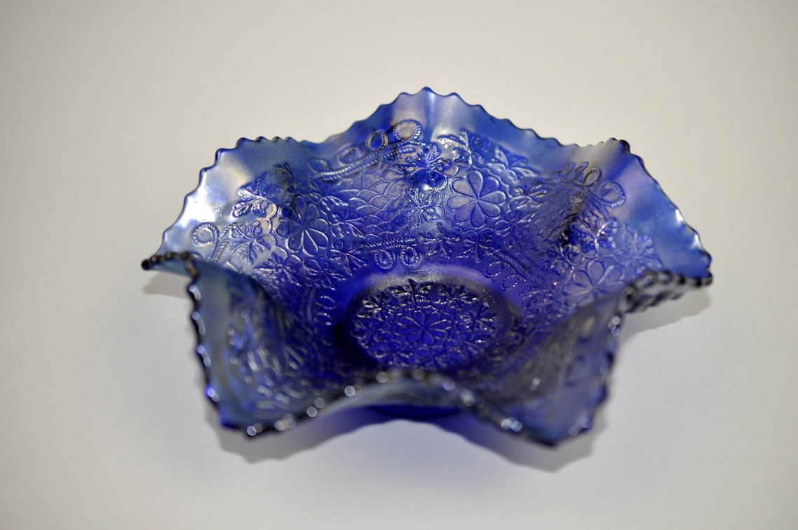 Fenton Cobalt Blue Carnival Glass Bowl