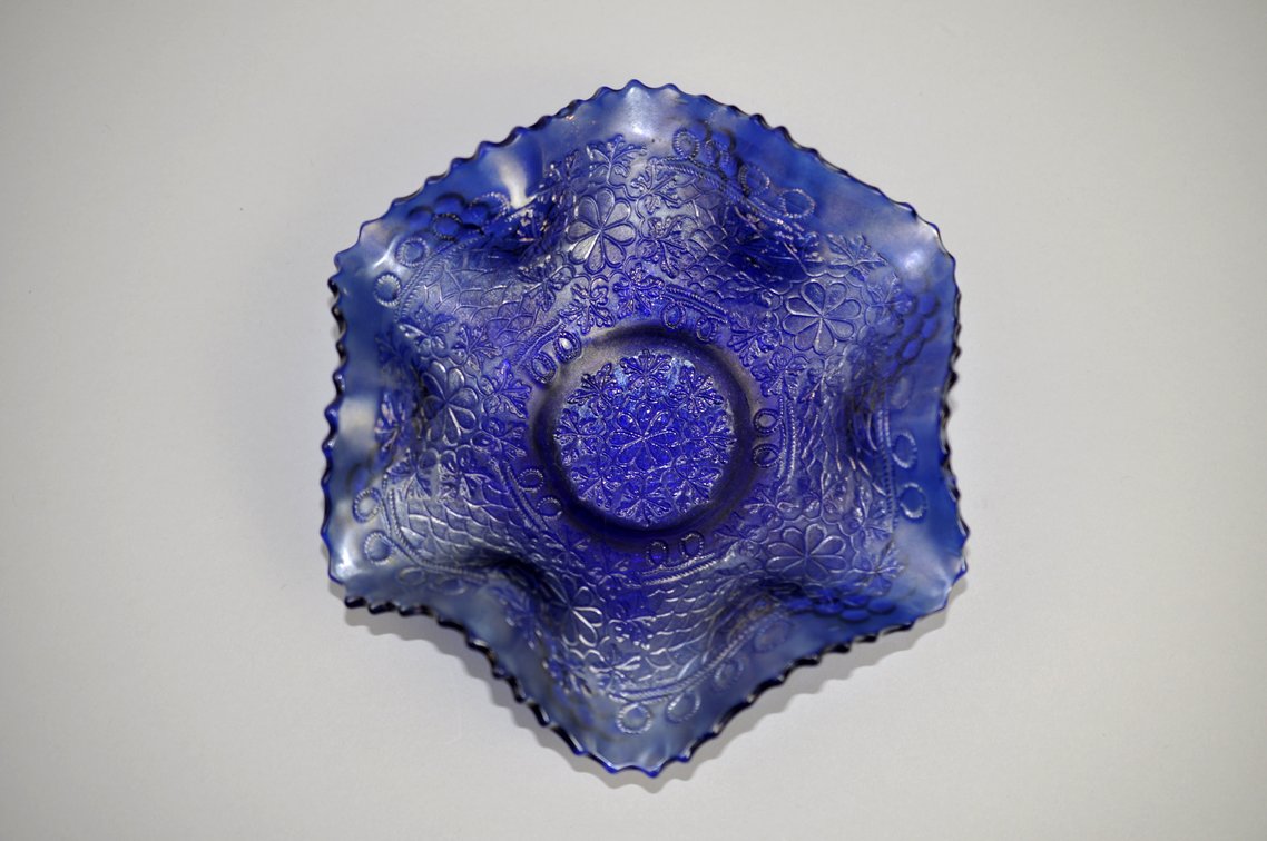Fenton Cobalt Blue Carnival Glass Bowl